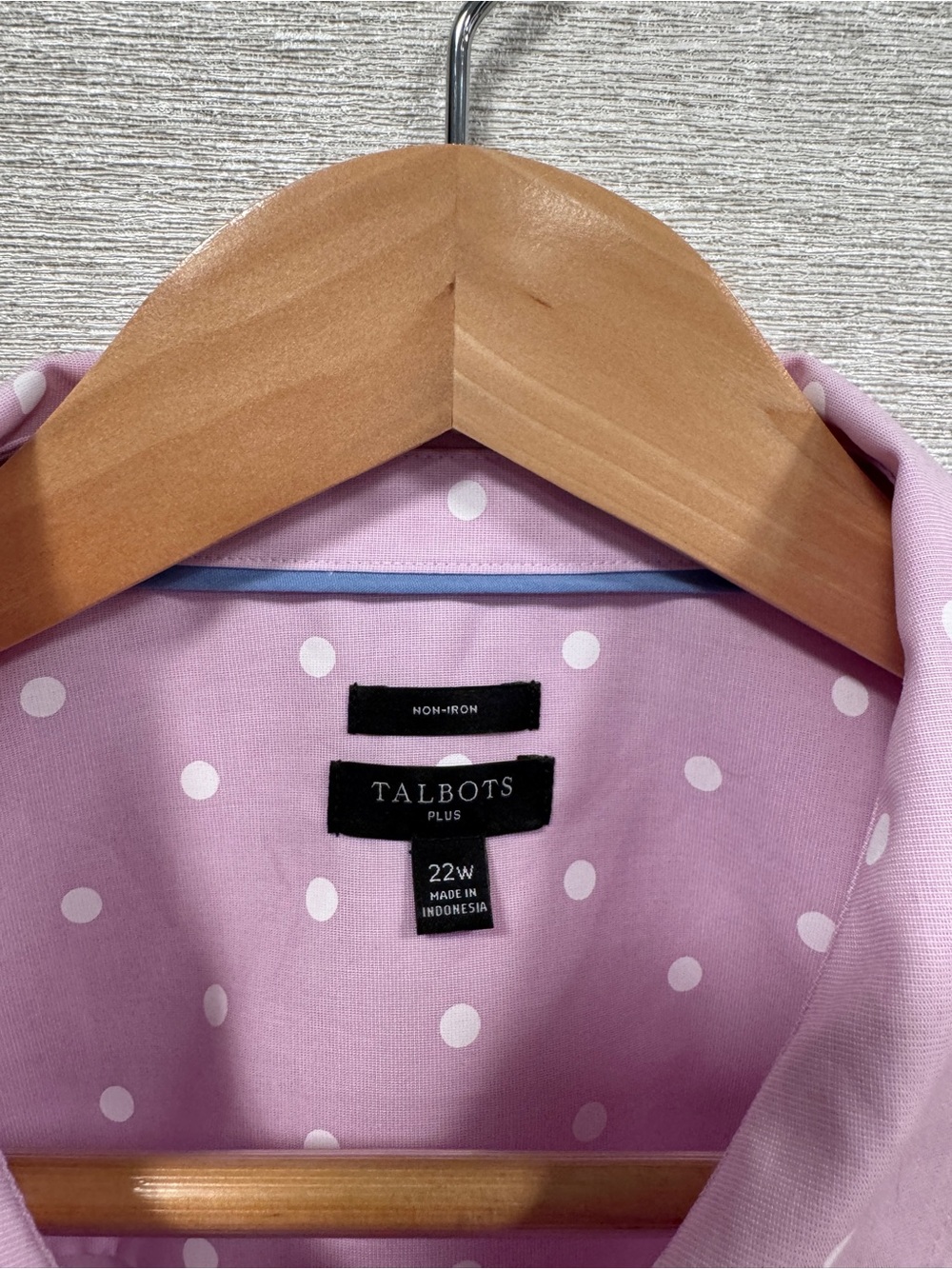 Talbots Pink Polka Dot Non-Iron Button-Down Shirt - Picture 3 of 4